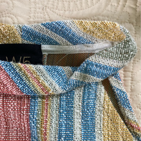 W5 Multicolor Striped Rainbow Halter Tank Button Back Textured (Size M) - Picture 6 of 12